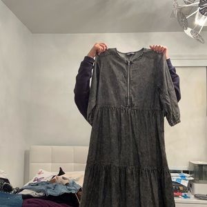 Women’s dressy day flared black denim dress